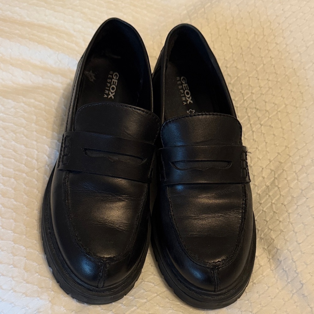 Geox Black Leather Loafers